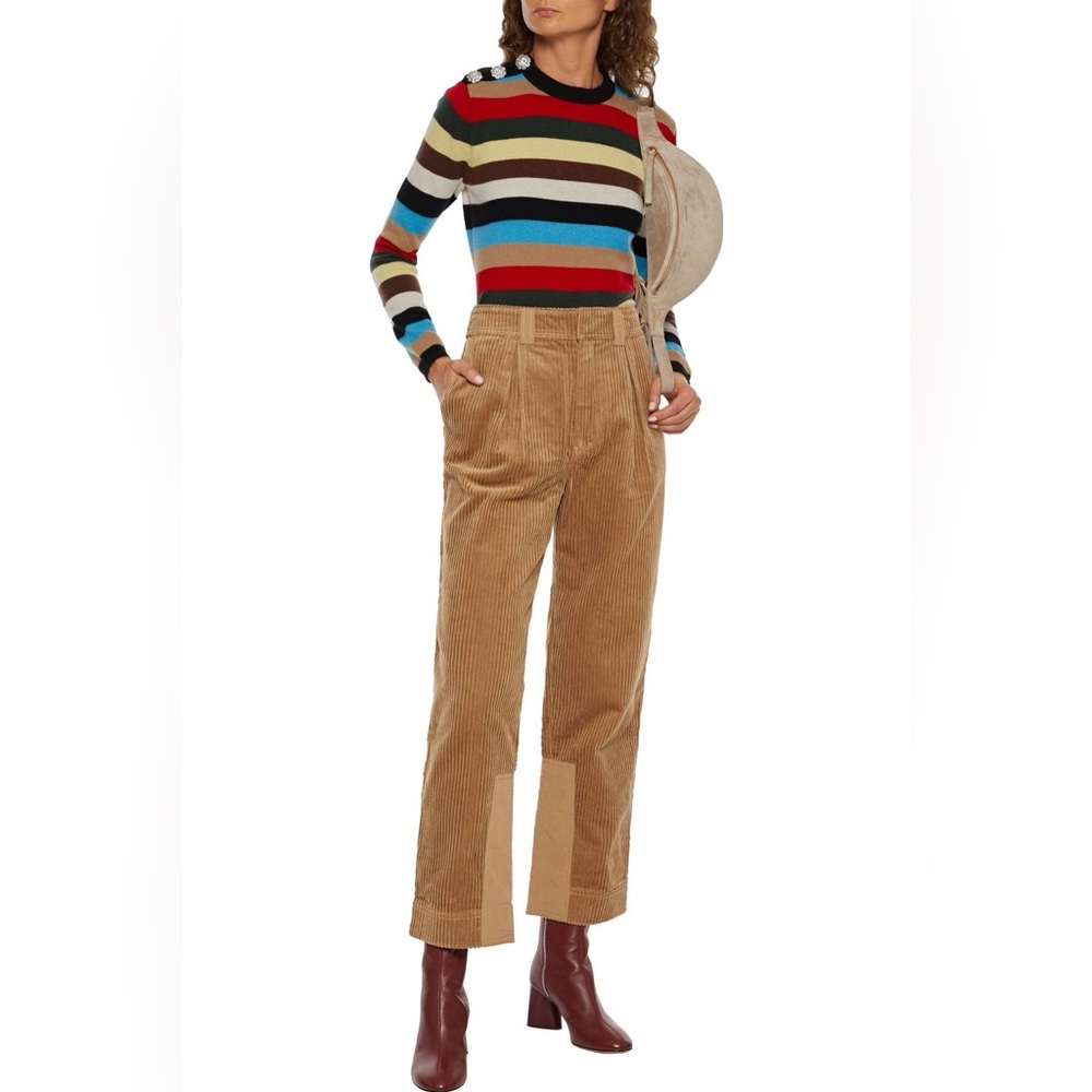 NWT Women’s Ganni Corduroy Pants Brown Sand Tan Khaki Size 42